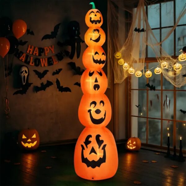 9FT Halloween Inflatable Stacked Pumpkins, Blow Up 6 Pumpkins Inflatable With Built-in LED Lights Outdoor Decorations Large Party Yard Decoration - Image 5