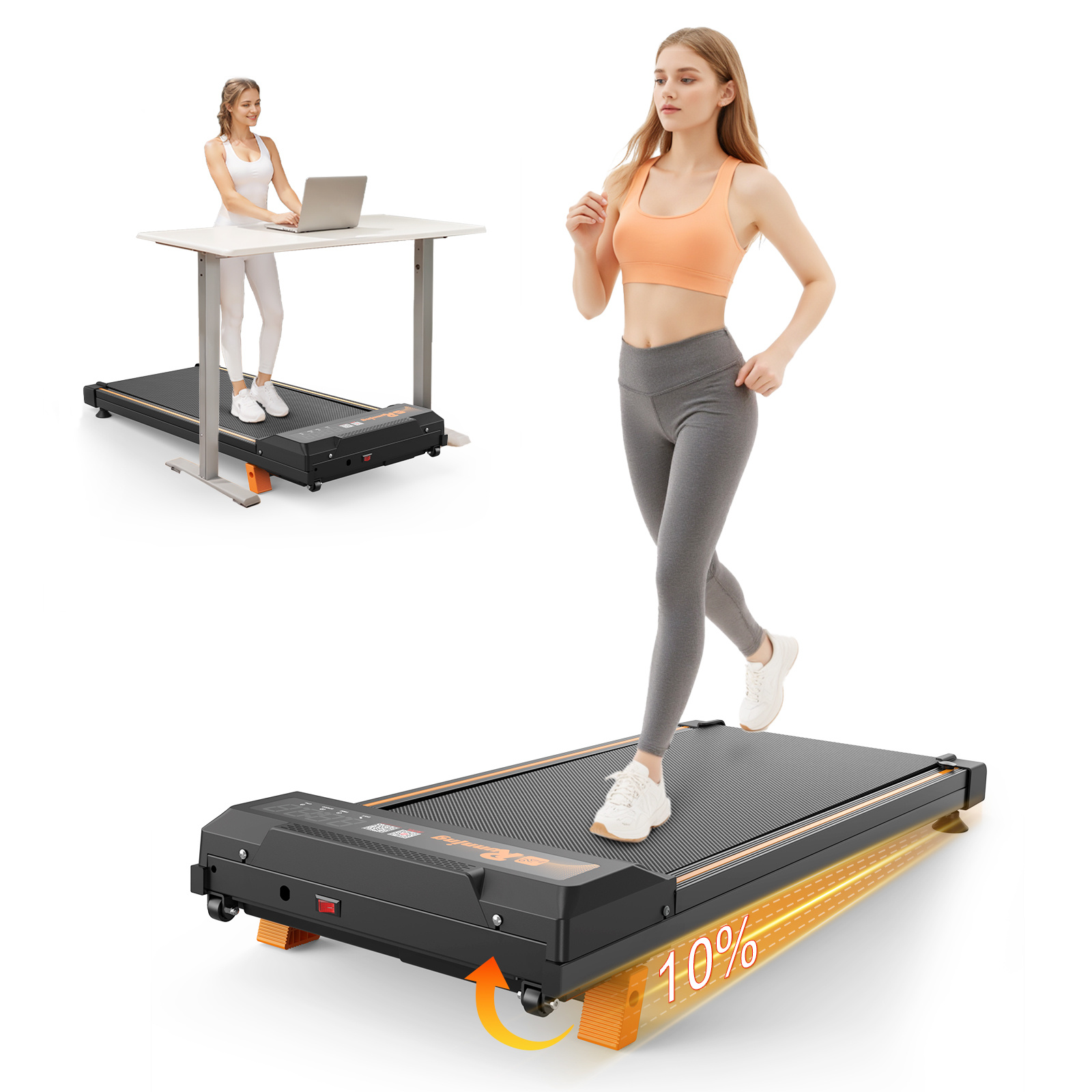 EU Walking Pad Treadmill For Home – Home Office Treadmills Under Desk Desk Treadmill Pad Quiet Portable Compact Treadmill Small Mini Treadmill LED Display Remote Control Treadmill Weight Of 120KG