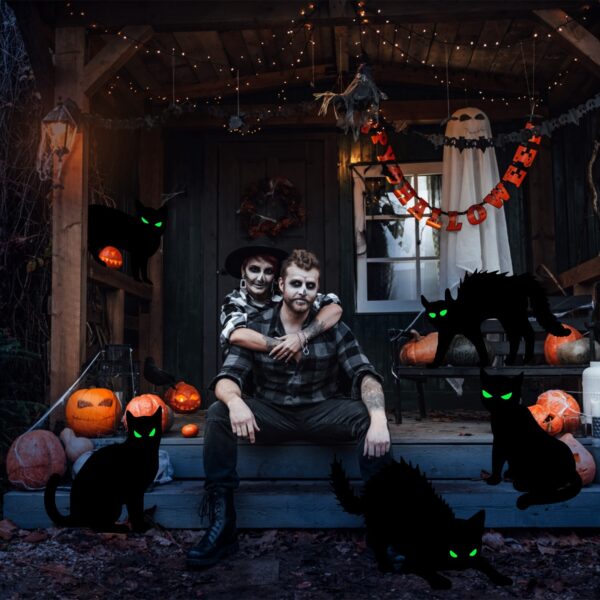 6Pcs Skull Or 6Pcs Tomb Or 5Pcs Black Cat Halloween Yard Sign Decorations Glow In The Dark For Haunted House Garden Yard And Scary Theme Party - Image 9