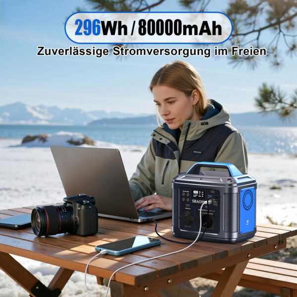 SBAOH Portable Power Station 300W,solar Power Generator 296Wh 80000mAh,solar Power Bank Portable Charger - Image 3
